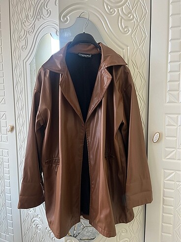 diğer Beden oversize deri ceket