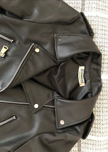 m Beden siyah Renk Siyah Mini Deri Biker Ceket