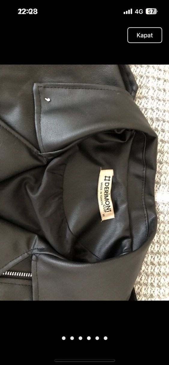 Siyah Mini Deri Biker Ceket - Görsel 2