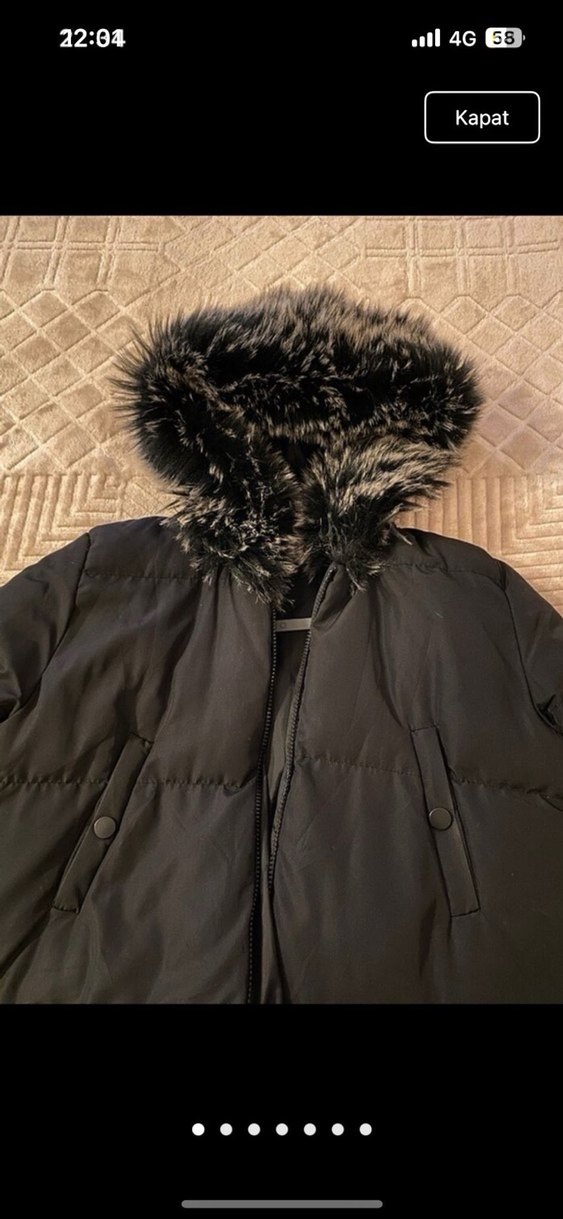 Kürk Detaylı Siyah Kadın Uzun Kışlık Mont - Görsel 2