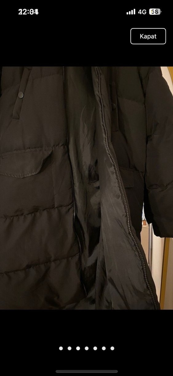 Kürk Detaylı Siyah Kadın Uzun Kışlık Mont - Görsel 4