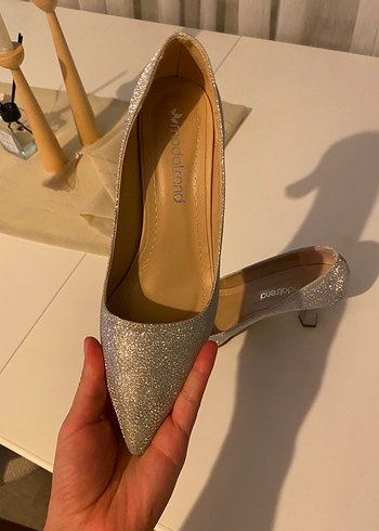 Simli gri  Stiletto Kadın Topuklu - Görsel 3