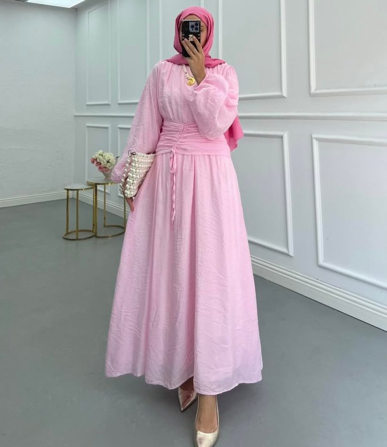 Pembe yazlık elbise kolye vs ayakkabısı - Görsel 2