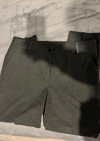 Diğer Düğmeli Gri Kadın Kumaş Pantolon