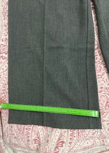 m Beden Gri Pilili Midi Kadın Kumaş Pantolon