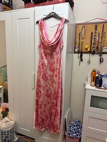 m Beden Zara Saten TayDay Pembe Elbise 9878/147
