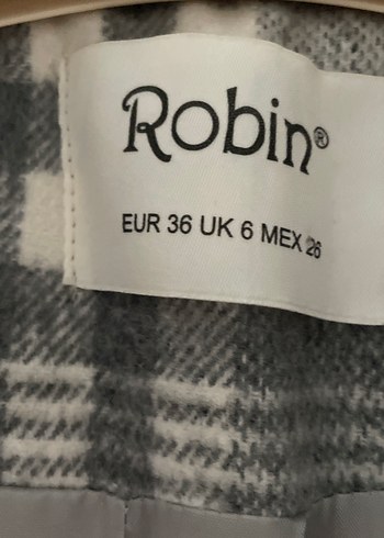 36 Beden Düğmeli Gri Ekose Uzun Kadın Blazer