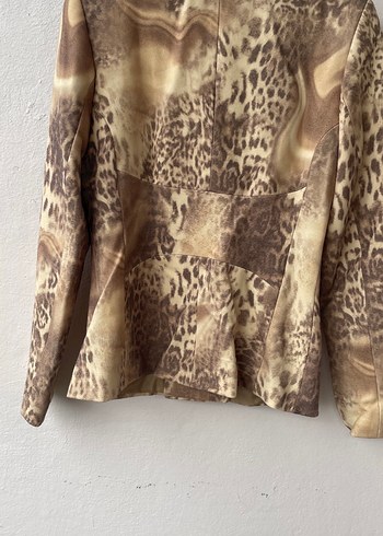 Leopar desen blazer ceket - Görsel 5