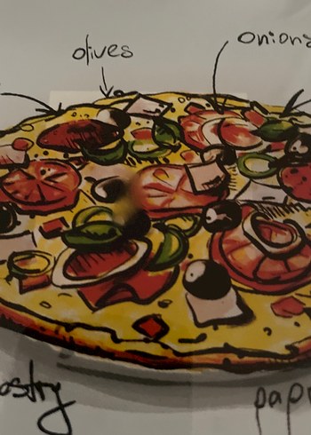 Beden Beyaz Pizza Desenli servis Tabağı