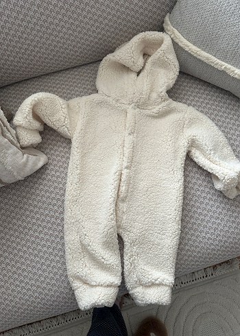 Bebek Kız Beyaz Kürklü Tulum - Görsel 2