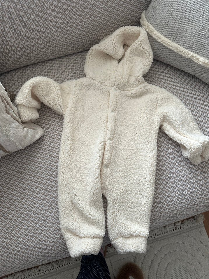 Bebek Kız Beyaz Kürklü Tulum - Görsel 2