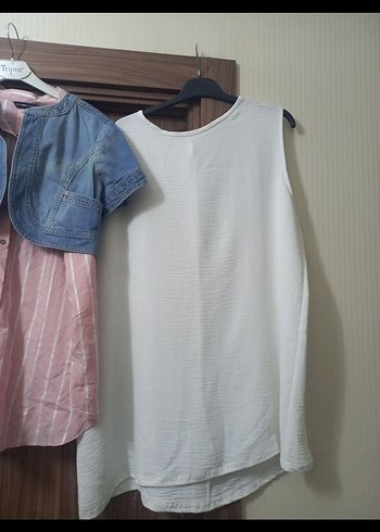 Mavi Denim Düğmeli Straplez Gömlek - Görsel 6