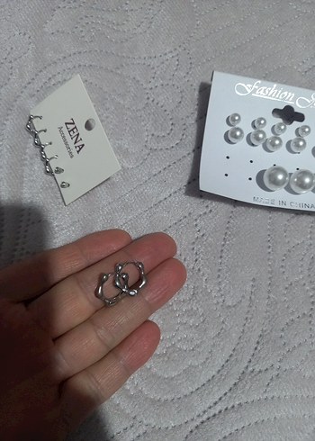 ZENA Beyaz Mini İnci Küpe Seti - Görsel 5