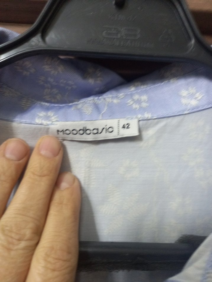 Mavi Fırfırlı Uzun Kollu Kadın Gömlek - Görsel 4