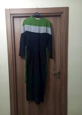 Uzun Kollu Kuşaklı Kadın Elbise ve buliz - Görsel 6