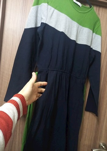 Uzun Kollu Kuşaklı Kadın Elbise ve buliz - Görsel 2