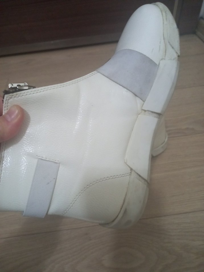 Beyaz Kadın Sokak Stili Topuklu Bot - Görsel 5