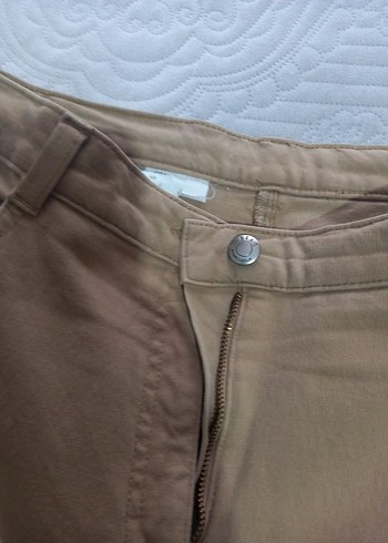 Bej Kadın Keten Kumaş Pantolon - Görsel 3