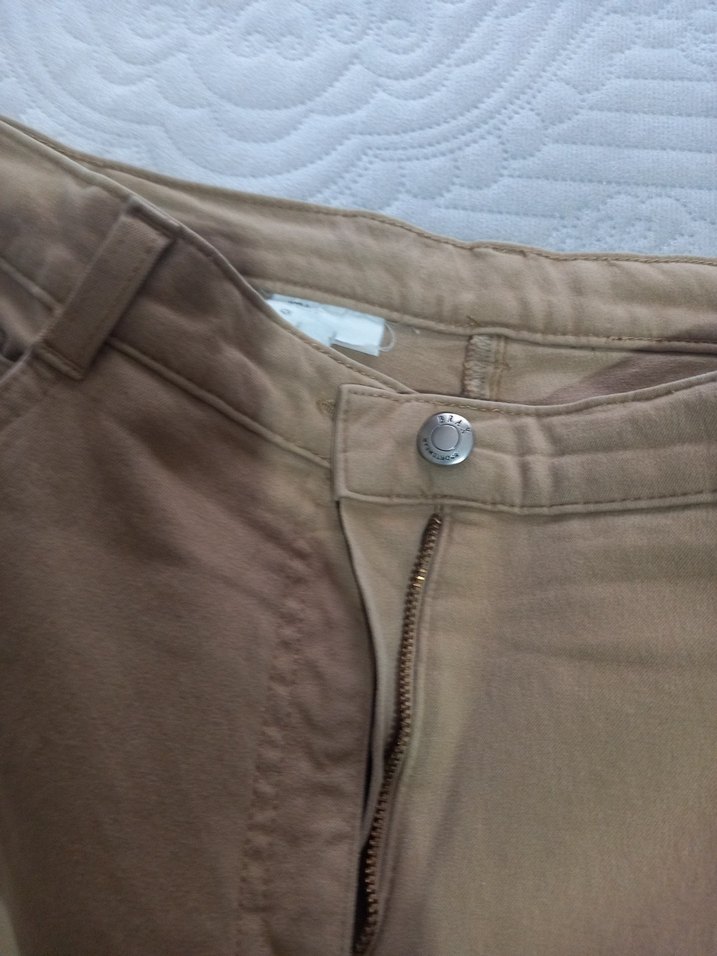 Bej Kadın Keten Kumaş Pantolon - Görsel 3