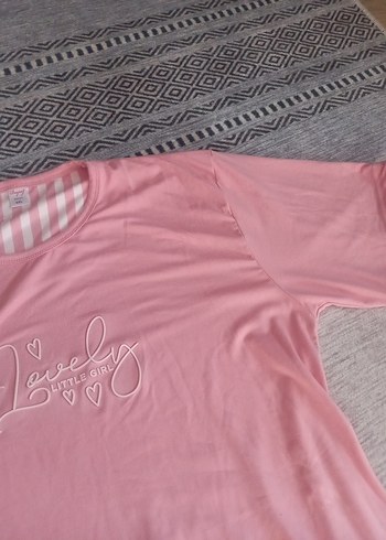 Pembe Kısa Kollu Rahat Pijama Takımı - Görsel 6