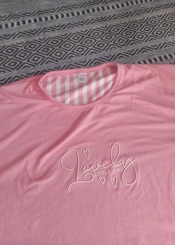 Pembe Kısa Kollu Rahat Pijama Takımı - Görsel 5