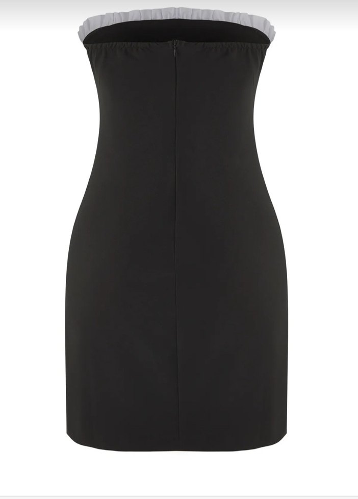 Siyah Straplez Mini Gotik Elbise - Görsel 4