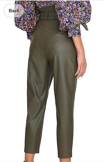 Suni deri yüksel bel pantolon - Görsel 2