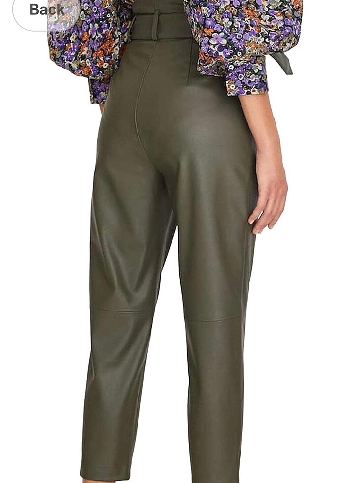 Suni deri yüksel bel pantolon - Görsel 2