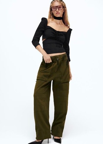 Zara ayarlanabilir paça kargo pantolon - Görsel 2