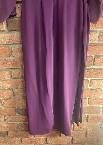 Kadın Mor Uzun Kollu Düğmeli Uzun Elbise - Görsel 7