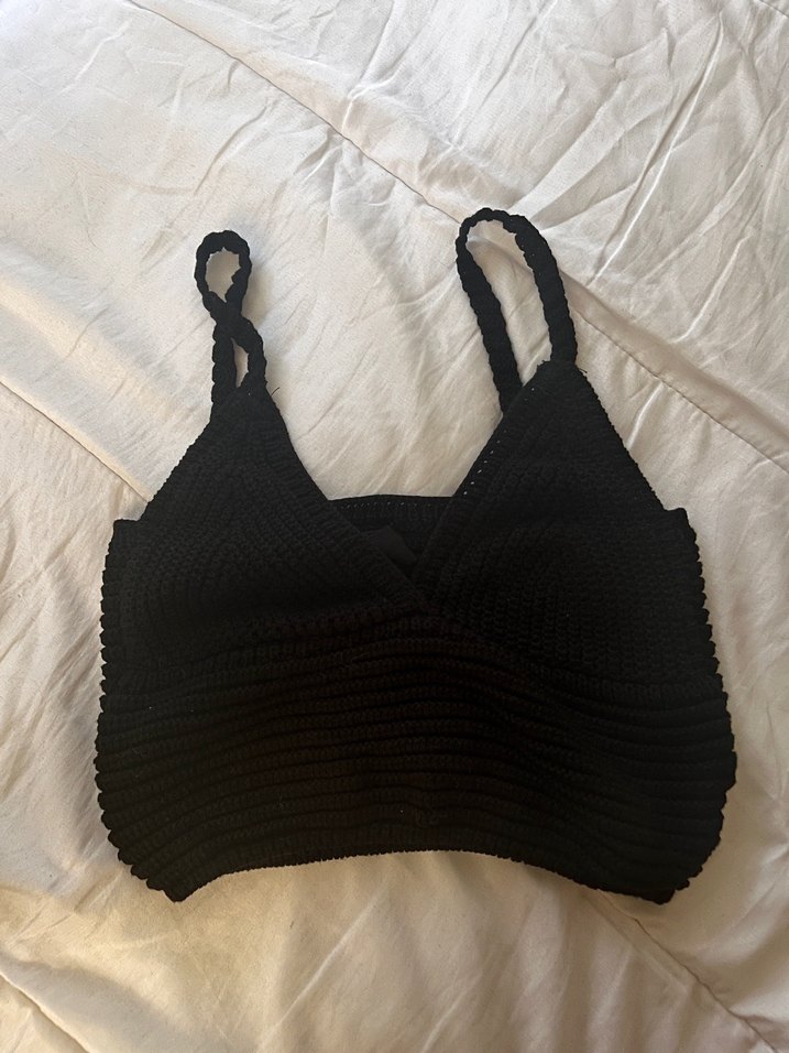 Siyah Örgü Askılı Büstiyer - Görsel 2