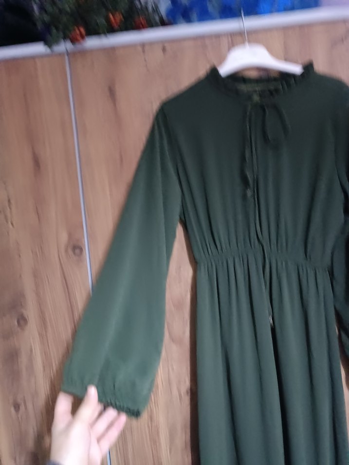 Kadın Haki Uzun Kollu Salaş Elbise - Görsel 3