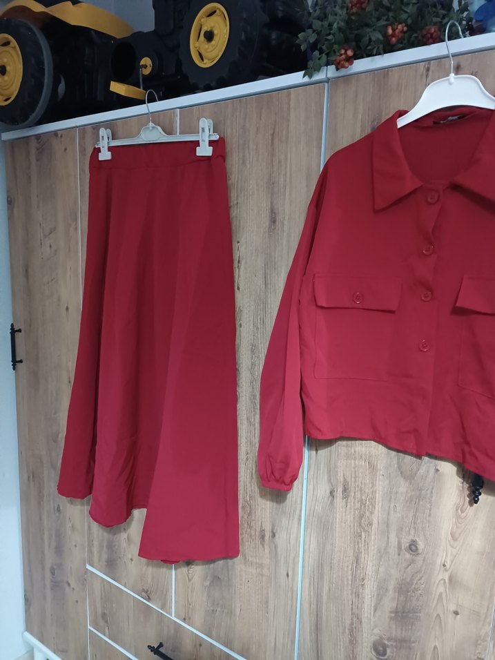 Bordo Uzun Kollu Kadın Uzun Elbise - Görsel 2