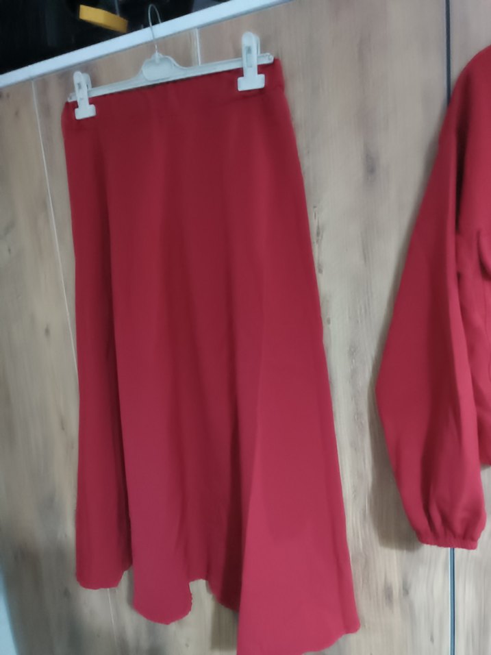 Bordo Uzun Kollu Kadın Uzun Elbise - Görsel 5