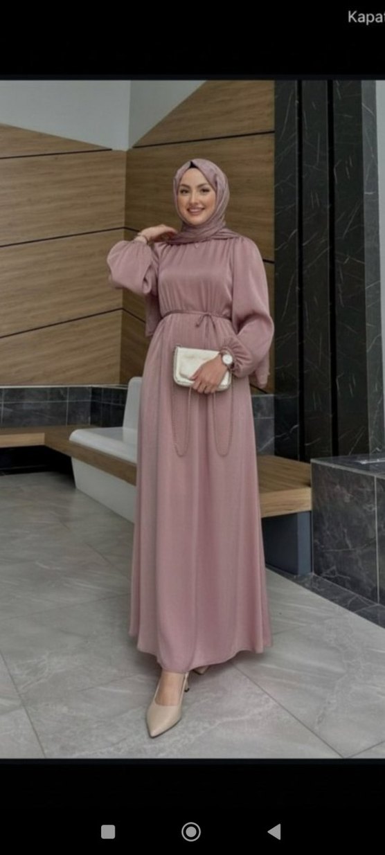 Uzun Gri Salaş Kadın Elbise - Görsel 3