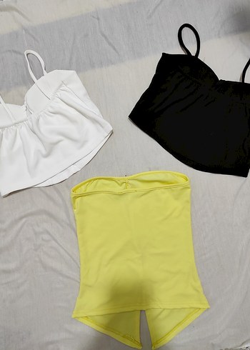 Sarı Mini Straplez Büstiyer Düğmeli - Görsel 2