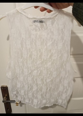 Dantel Detaylı Beyaz Kolsuz Bluz - Görsel 6
