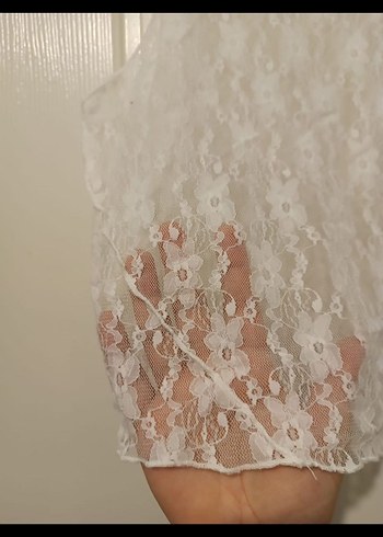 Dantel Detaylı Beyaz Kolsuz Bluz - Görsel 8