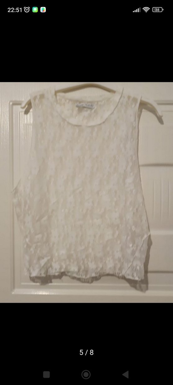 Dantel Detaylı Beyaz Kolsuz Bluz - Görsel 5