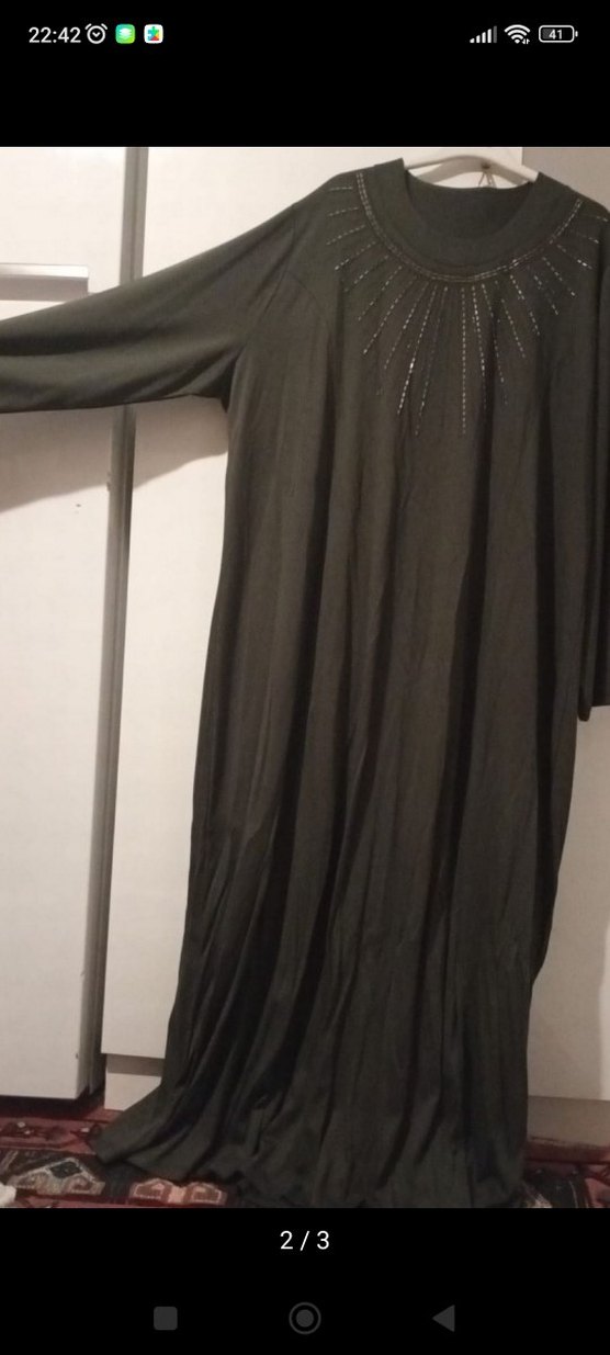 Drapeli Siyah Uzun Kollu Uzun Elbise - Görsel 2