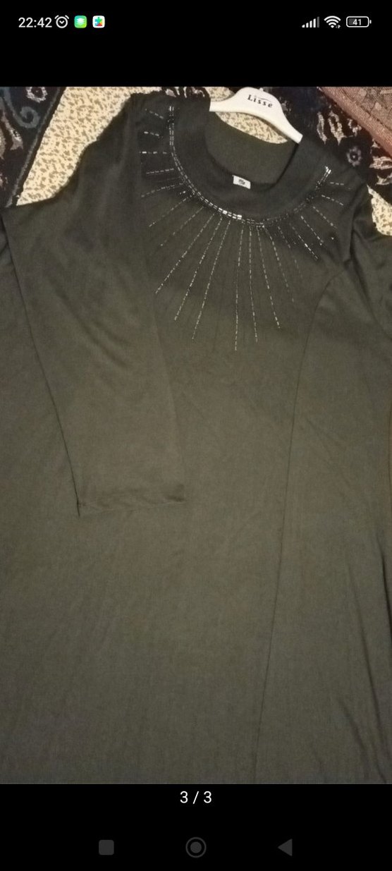 Drapeli Siyah Uzun Kollu Uzun Elbise - Görsel 3