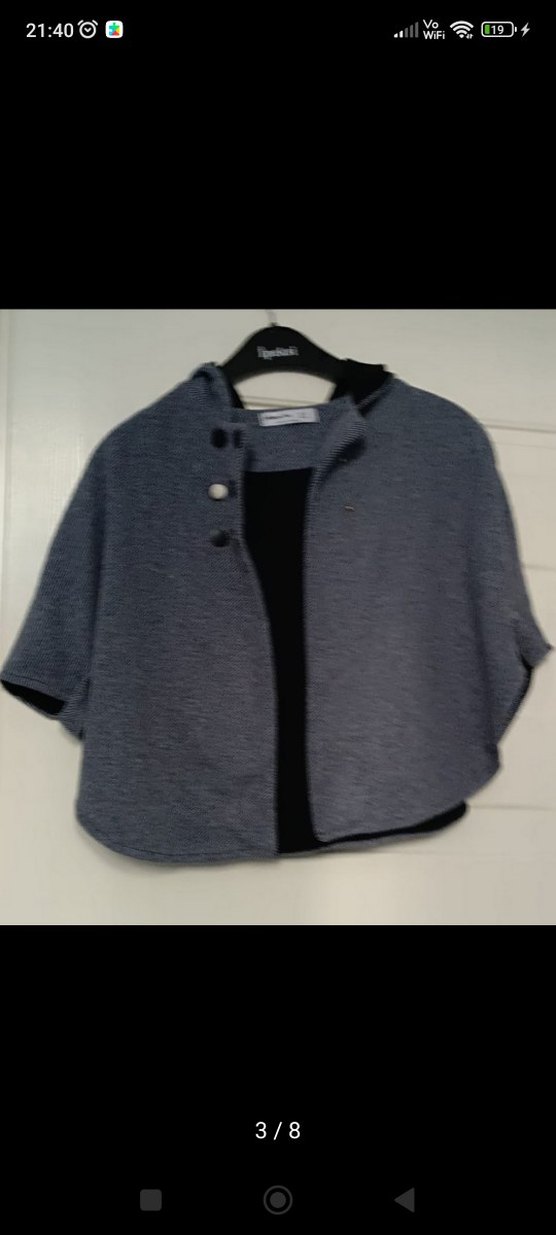 Kız Çocuk Gri Düğmeli Bolero - Görsel 3