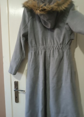 Gri Uzun Düğmeli Kadın Kaban - Görsel 13