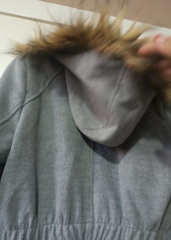 Gri Uzun Düğmeli Kadın Kaban - Görsel 12