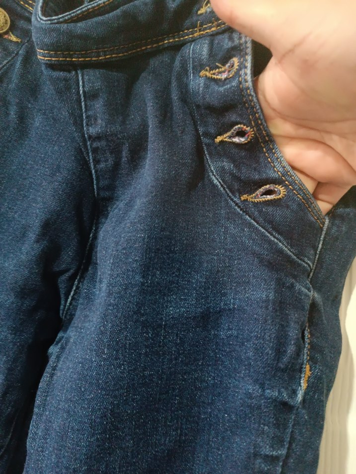 Düğmeli Mavi Mini Kot Şort - Görsel 5