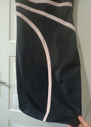 Siyah Drapeli V Yakalı Uzun Kalem Elbise - Görsel 6