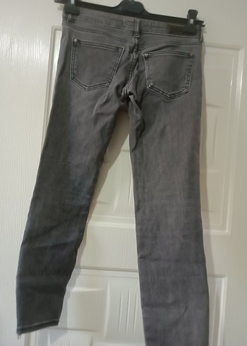 Gri Fermuarlı Kadın Denim Pantolon - Görsel 9