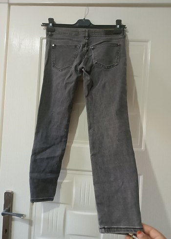 Gri Fermuarlı Kadın Denim Pantolon - Görsel 10