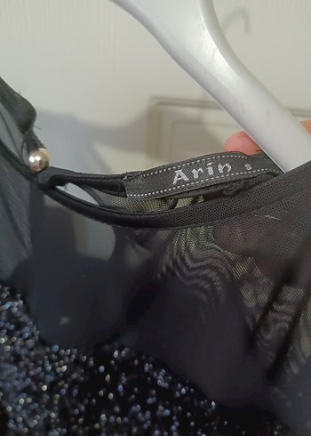 Siyah Uzun Kollu V Yaka Pul Payetli Midi Elbise - Görsel 7