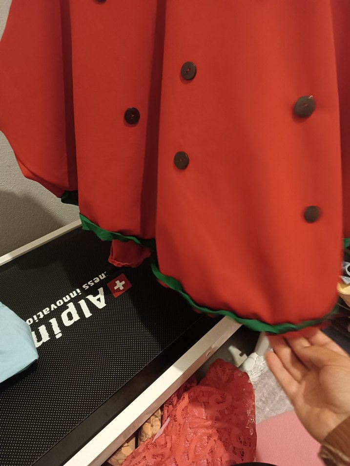 Düğmeli Kırmızı el yapımı karpuz model panco - Görsel 4